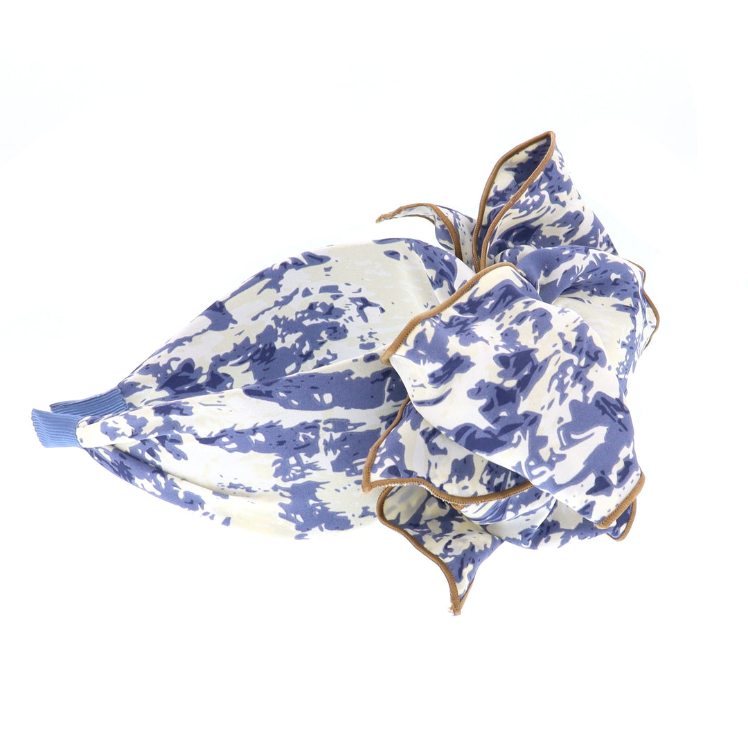 Women's Abstract Print Wired Bow Headband In Blue