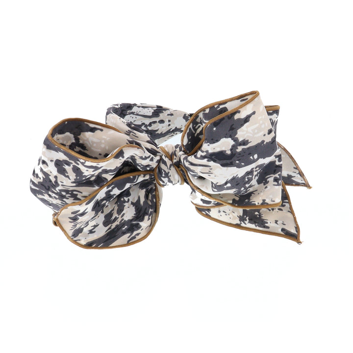 Women's Abstract Print Wired Bow Headband In Grey