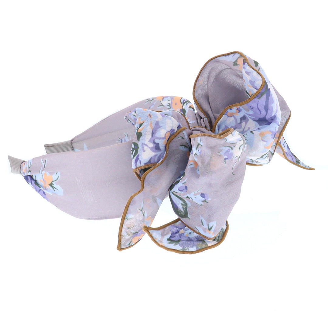 Women's Floral Print Wired Bow Headband