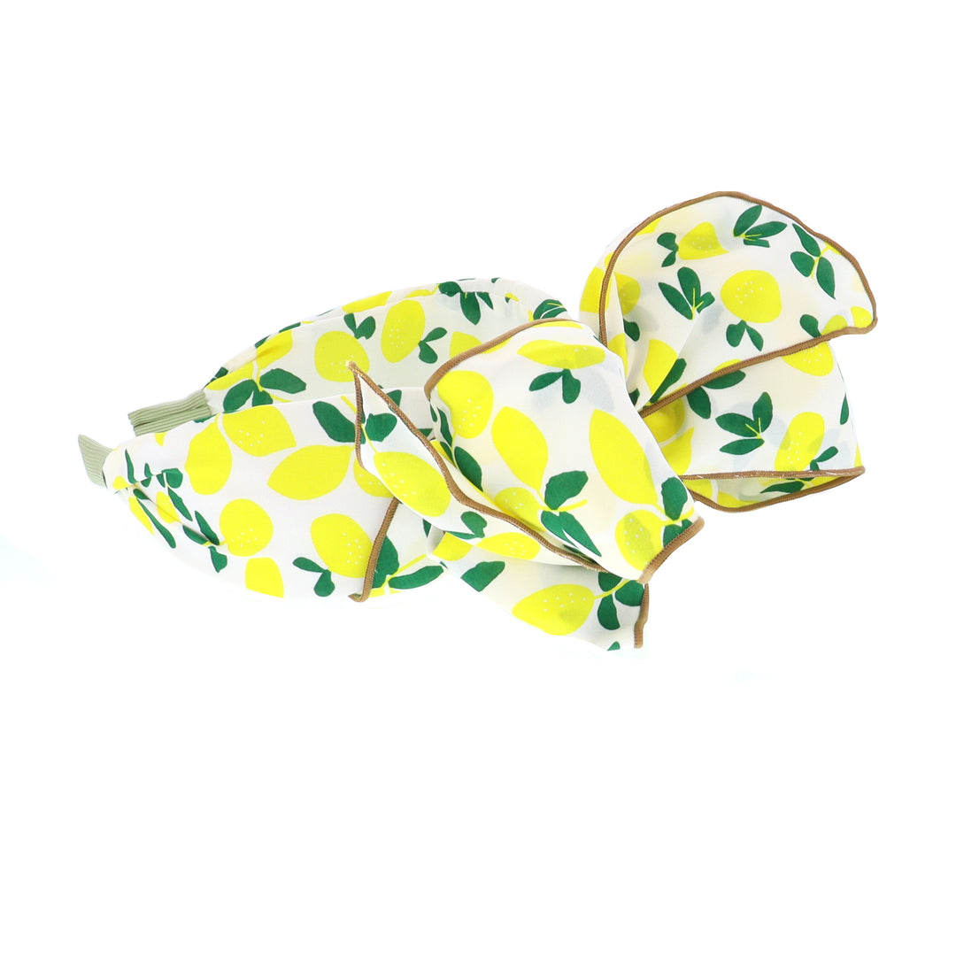 Women's Lemon Print Wired Bow Headband