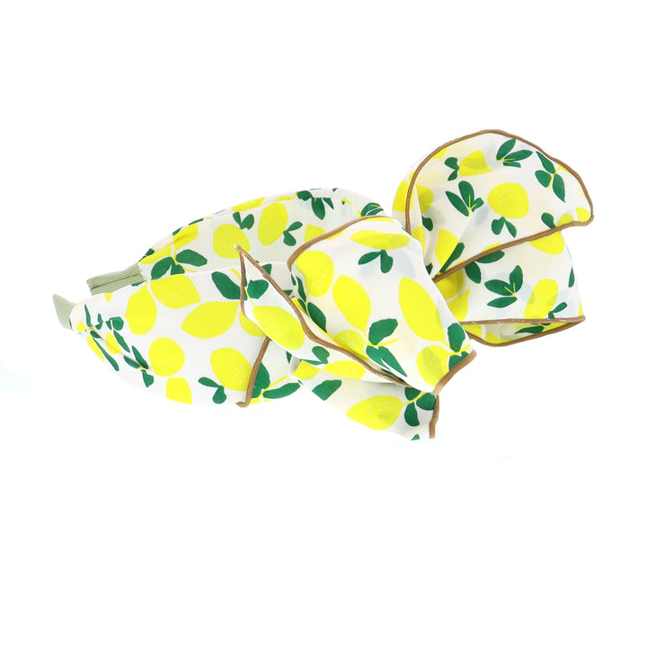 Women's Lemon Print Wired Bow Headband