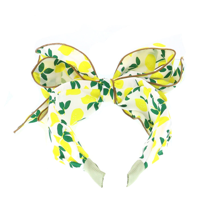 Women's Lemon Print Wired Bow Headband