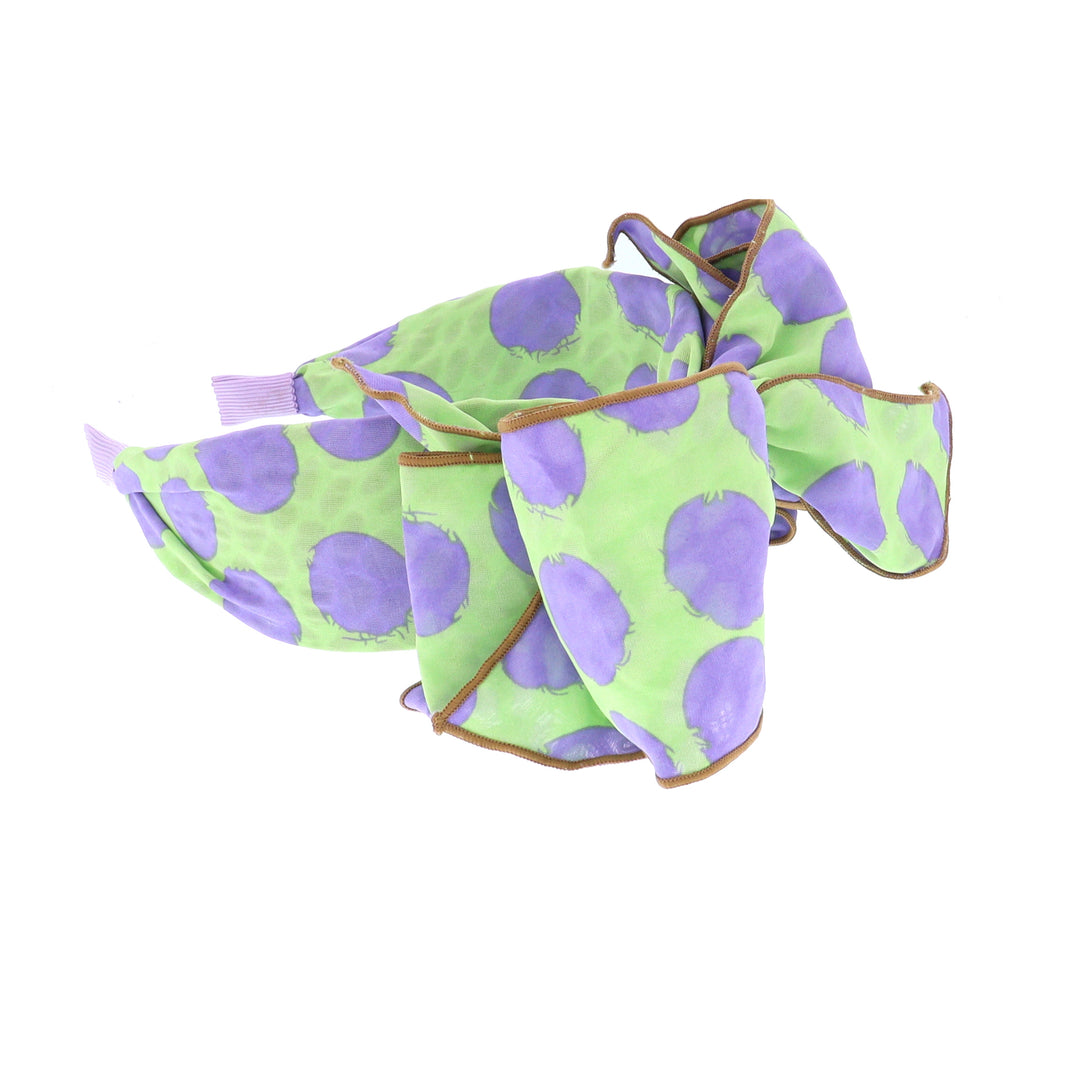 Women's Polka Dot Spotty Wired Bow Headband In Green/Purple