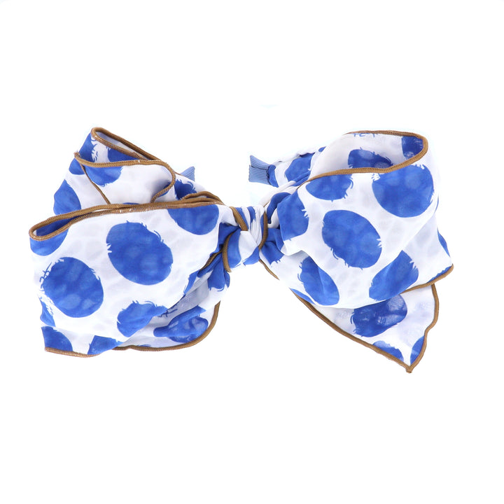 Women's Polka Dot Spotty Wired Bow Headband In White/Blue