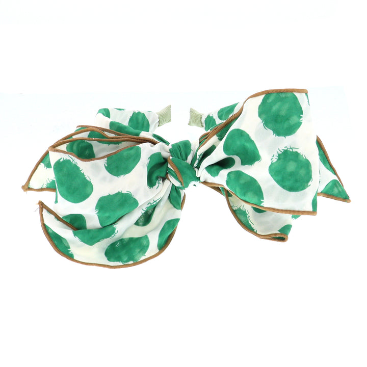 Women's Polka Dot Spotty Wired Bow Headband In White/Green