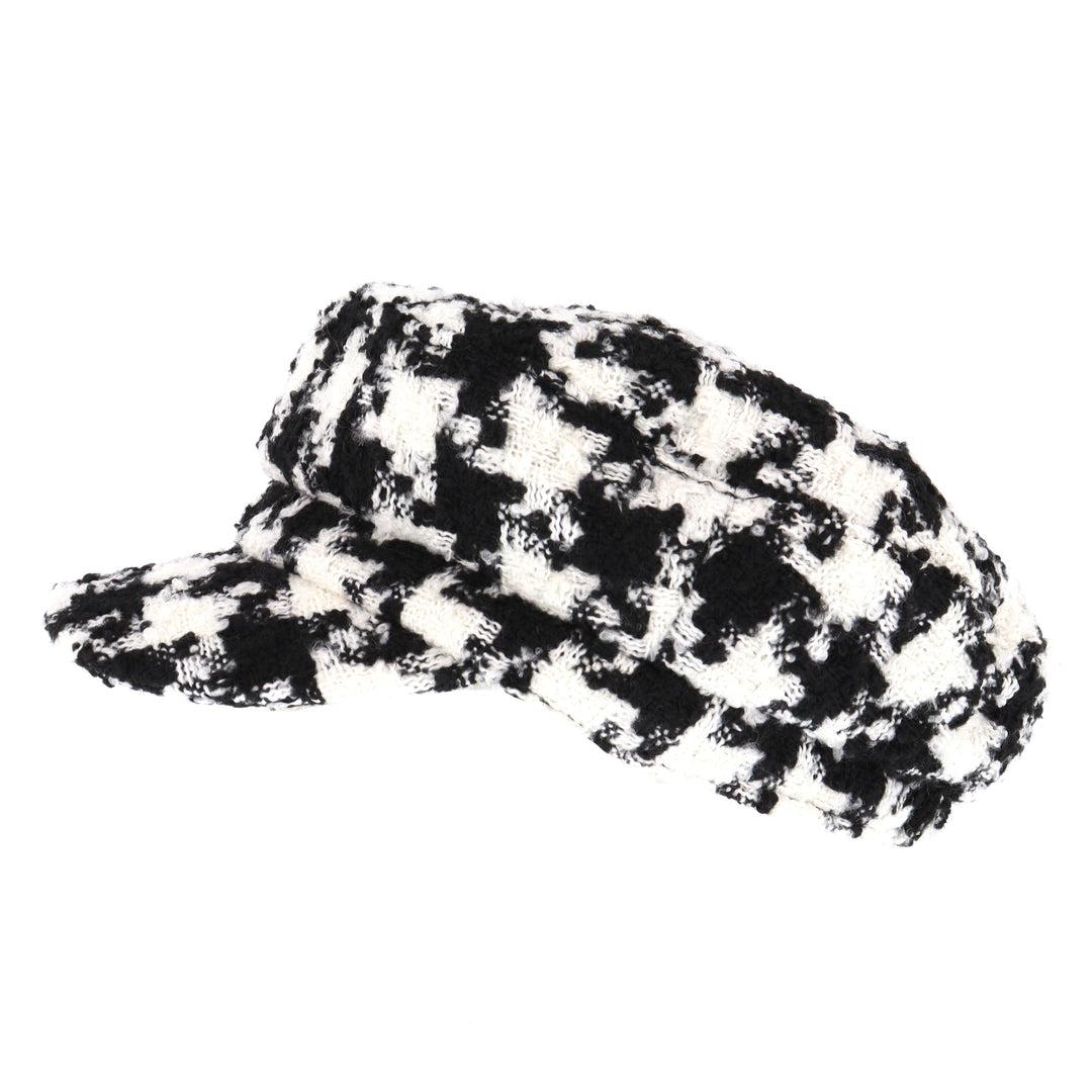 Ladies Houndstooth Train Peaked Cap