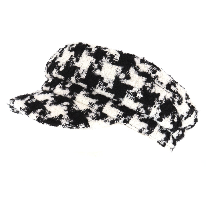 Ladies Houndstooth Train Peaked Cap