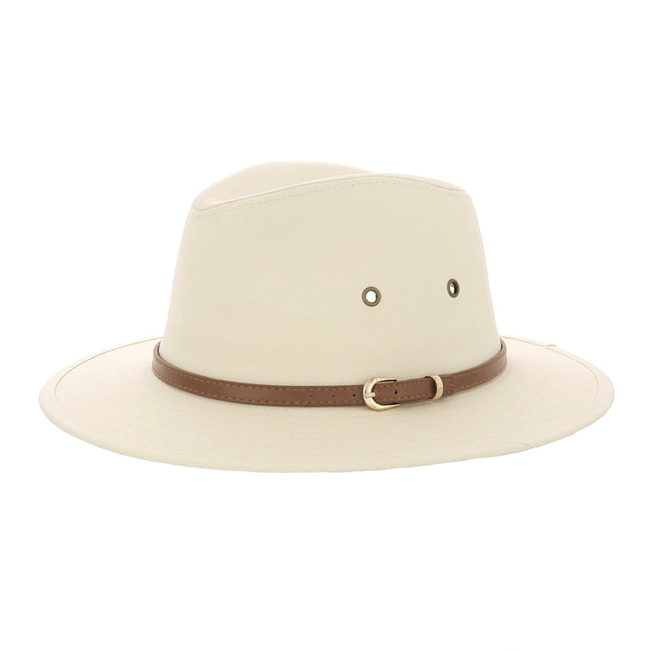 Classic Cotton Fedora Hat With Tan Brown Band