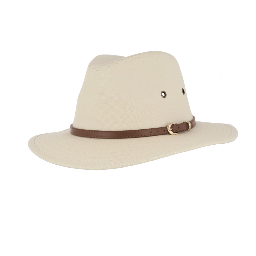 Classic Cotton Fedora Hat With Tan Brown Band