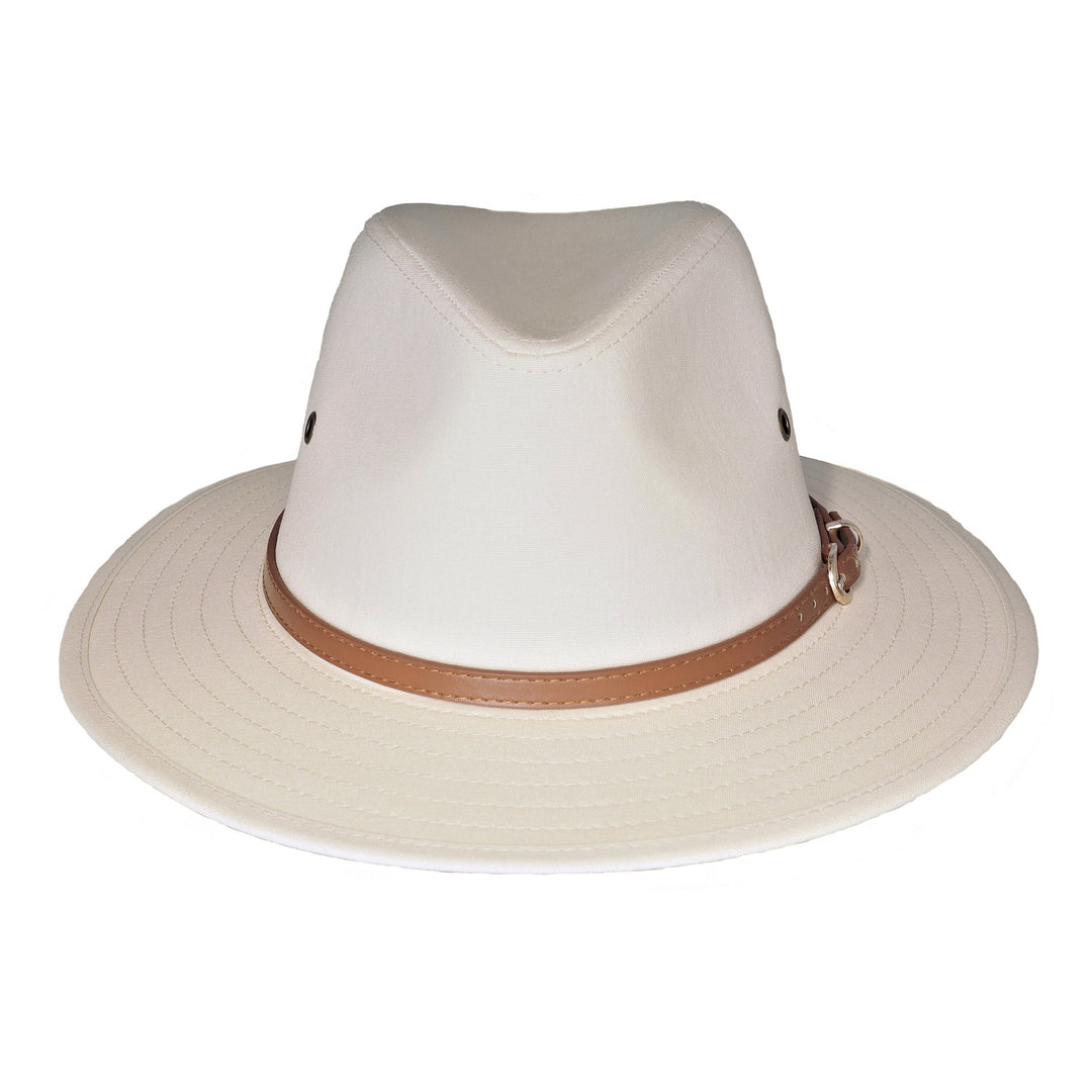 Classic Cotton Fedora Hat With Tan Brown Band