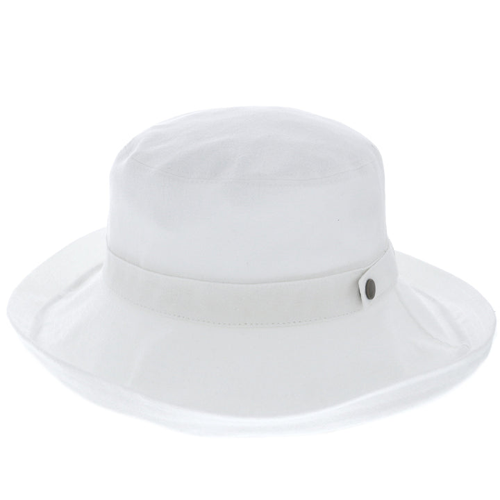 Ladies Cotton Wide Brim Sun Hat in White