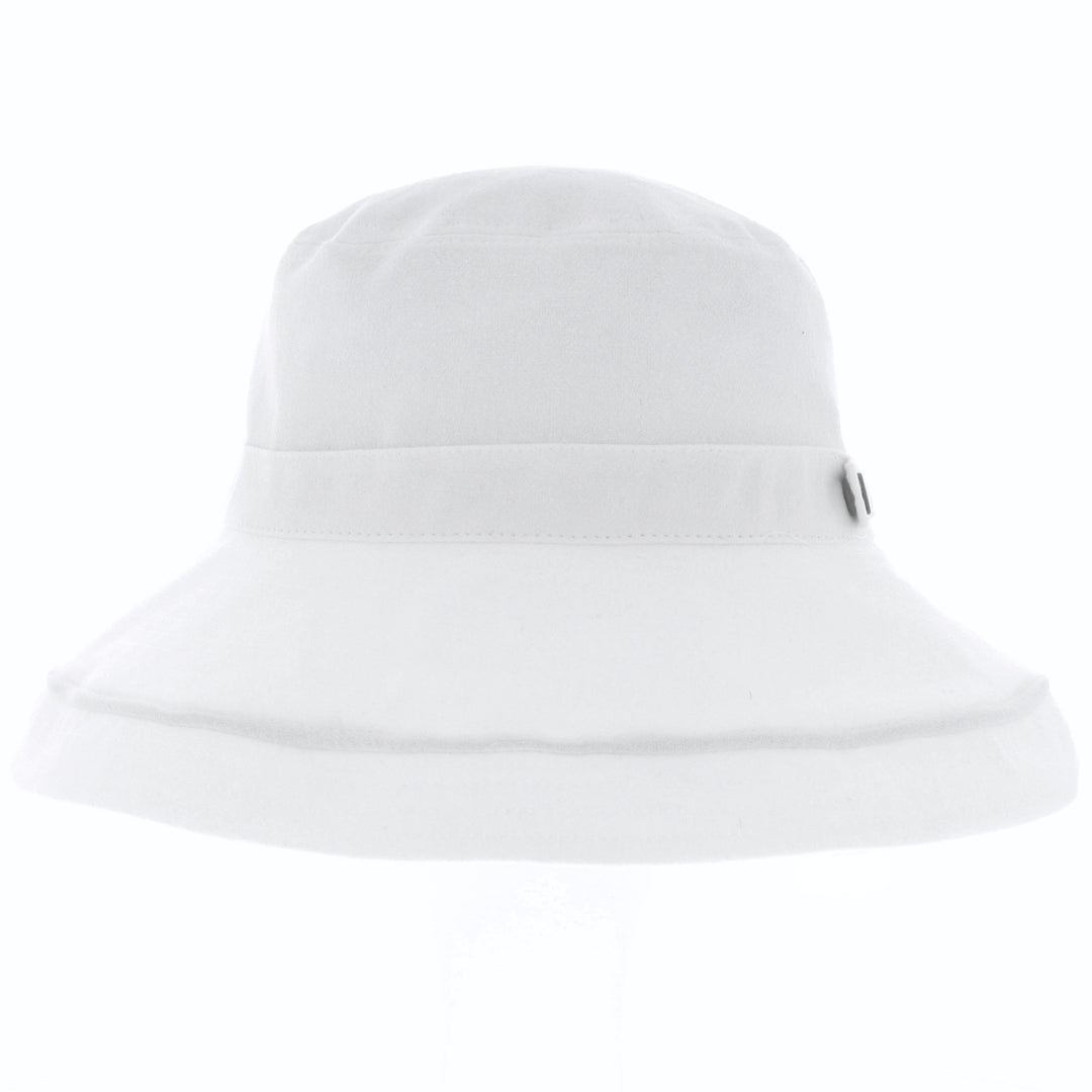 Ladies Cotton Wide Brim Sun Hat in White