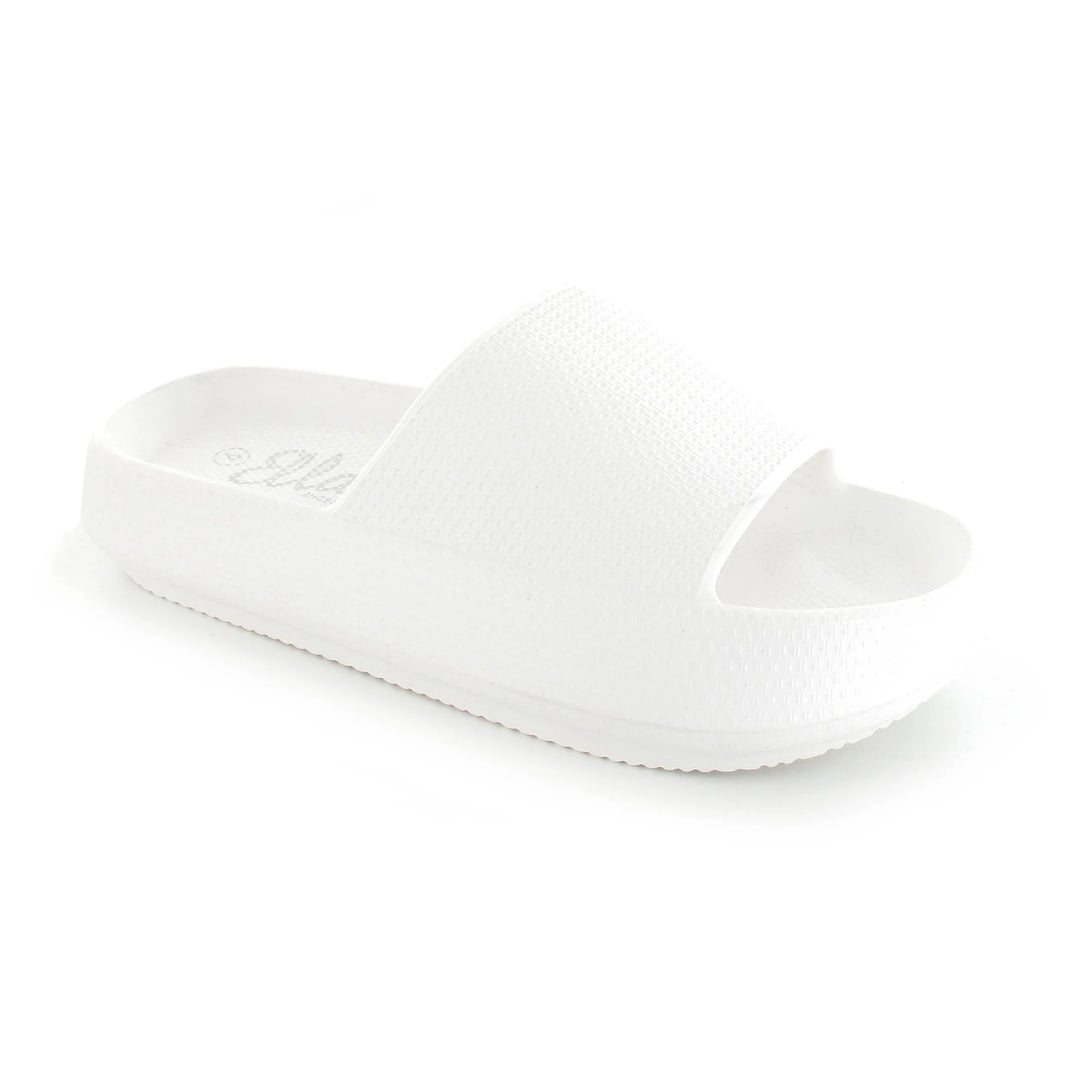 Ella Cloud Cushioned Lightweight Slip On Sliders In White