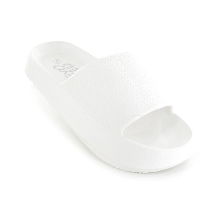 Ella Cloud Cushioned Lightweight Slip On Sliders In White