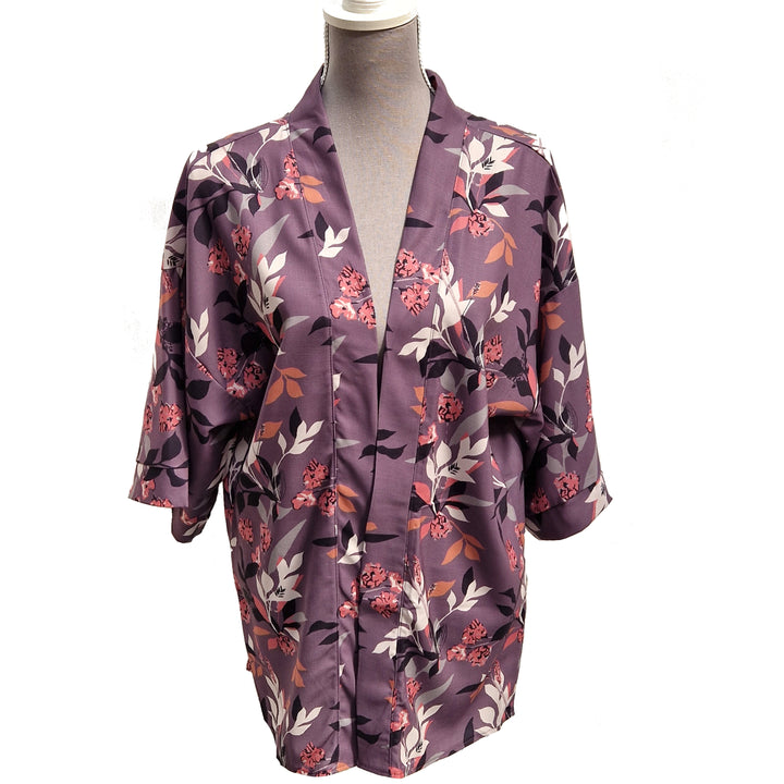 Kimono Wrap Cover Up - Purple Leaf