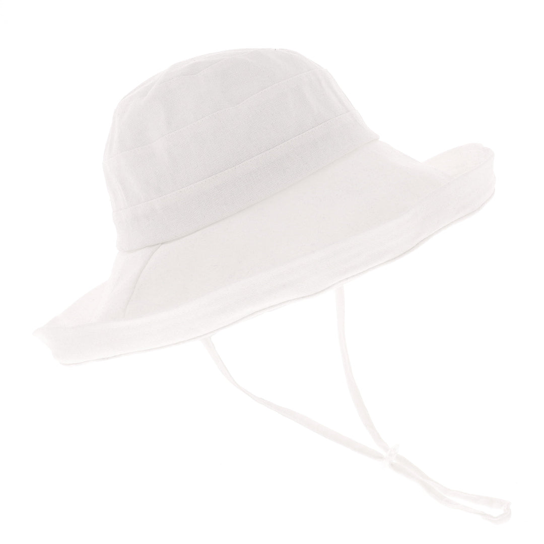 Ladies Cotton & Linen Wide Brim Sun Hat in White