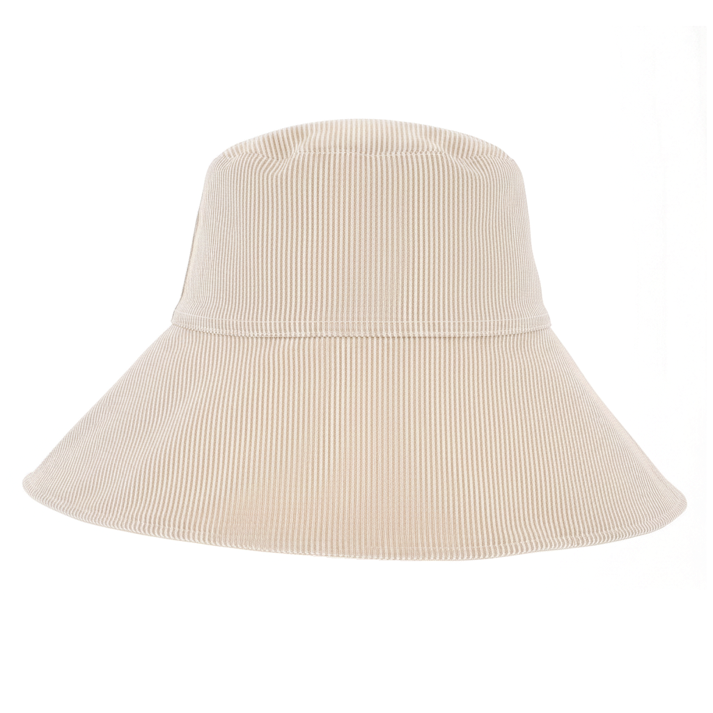 Ladies Wide Brim & Reversible Sun Hat UVF50+ Beige/Stripe
