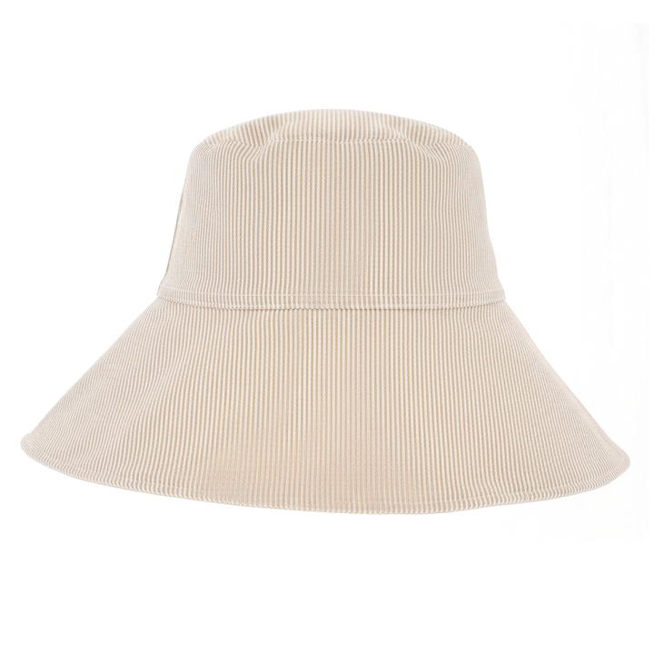 Ladies Wide Brim & Reversible Sun Hat UVF50+ Beige/Stripe
