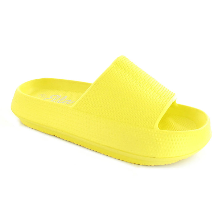 Ella Cloud Cushioned Lightweight Slip On Sliders In Yellow