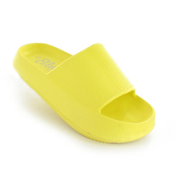 Ella Cloud Cushioned Lightweight Slip On Sliders In Yellow