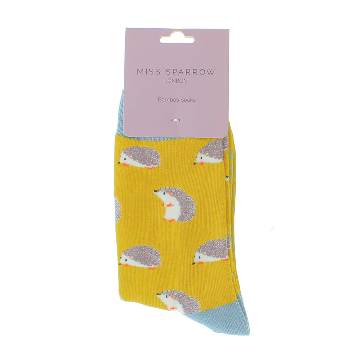 Miss Sparrow Bamboo Socks Cute Hedgehogs (Yellow)