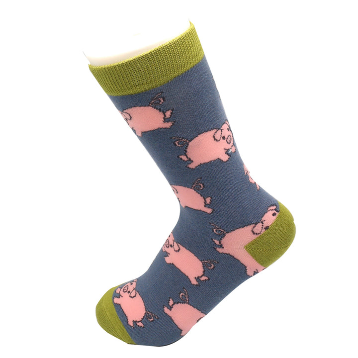 Miss Sparrow Bamboo Socks Piglets Cornflower