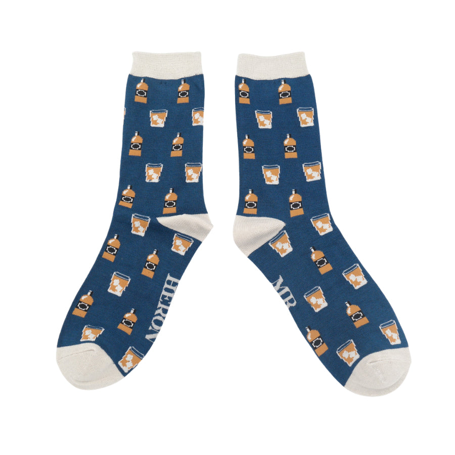 Mr Heron Mens Bamboo Whisky Socks In Navy