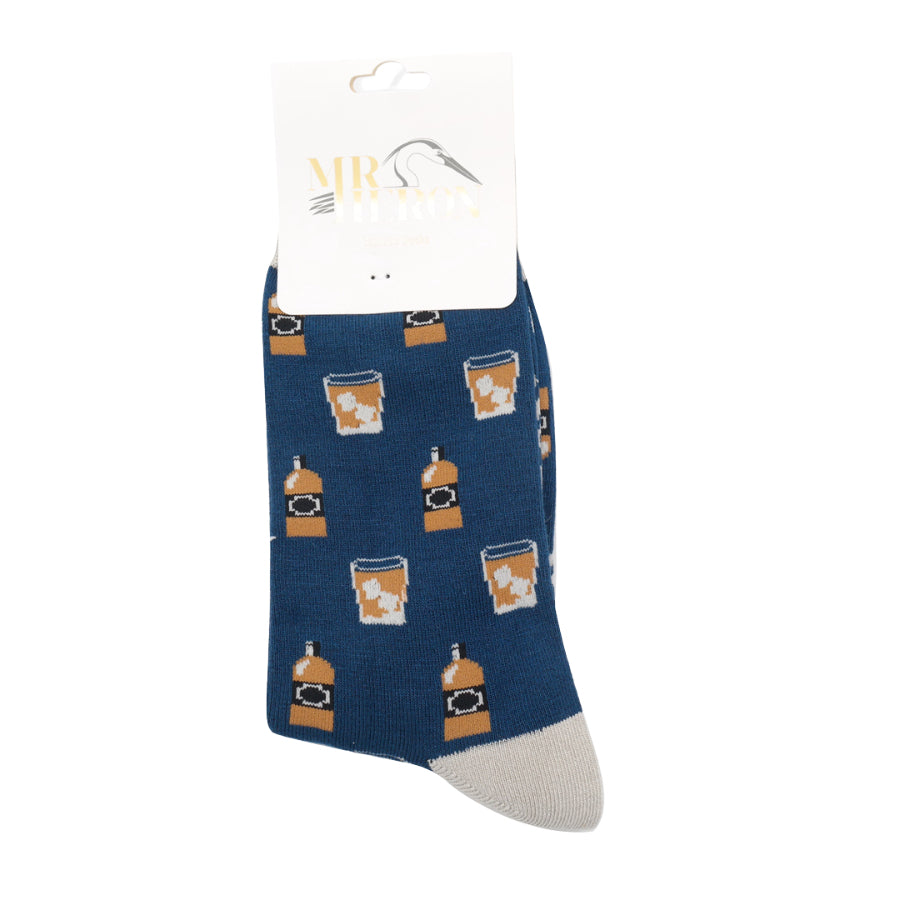 Mr Heron Mens Bamboo Whisky Socks In Navy