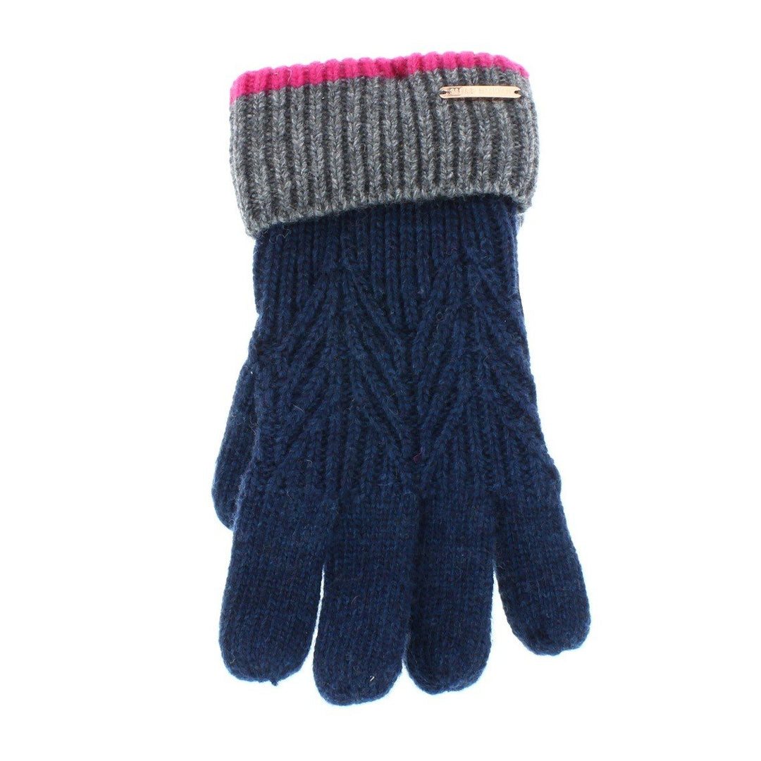 Alice Hannah Ella Cable Knit Gloves In Navy