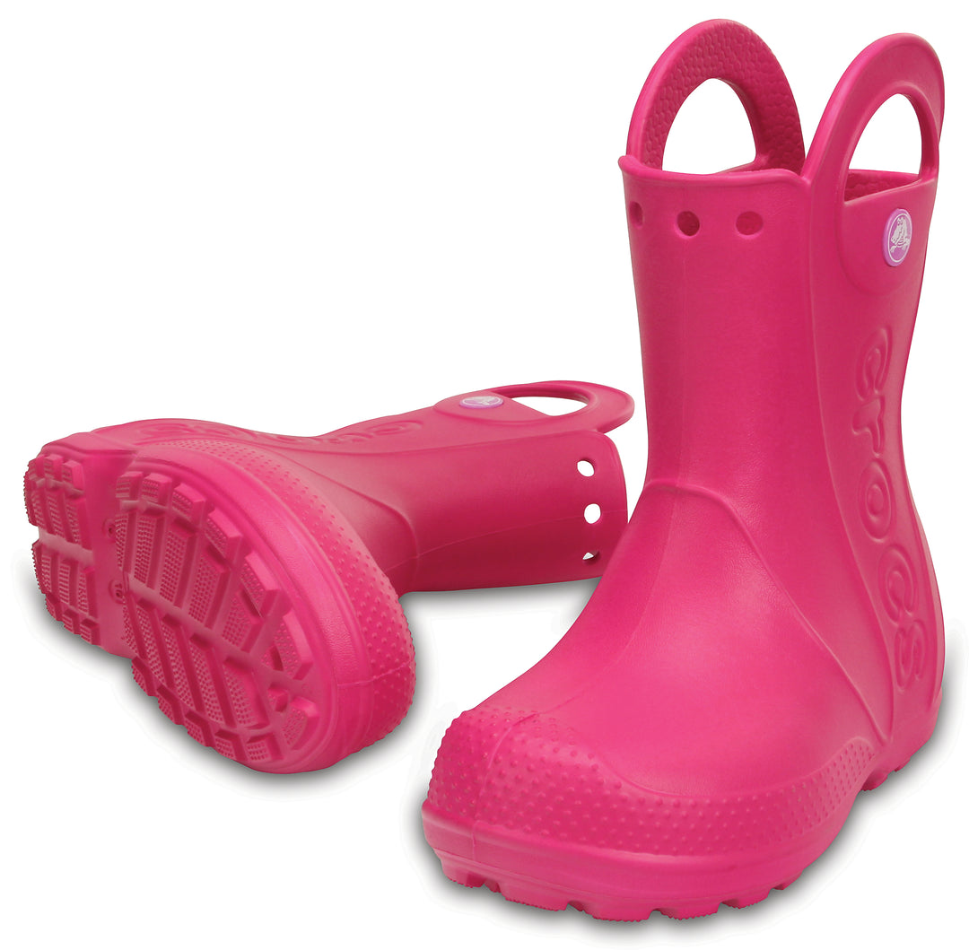 Crocs Kids Handle It Rain Wellington Boots In Candy Pink