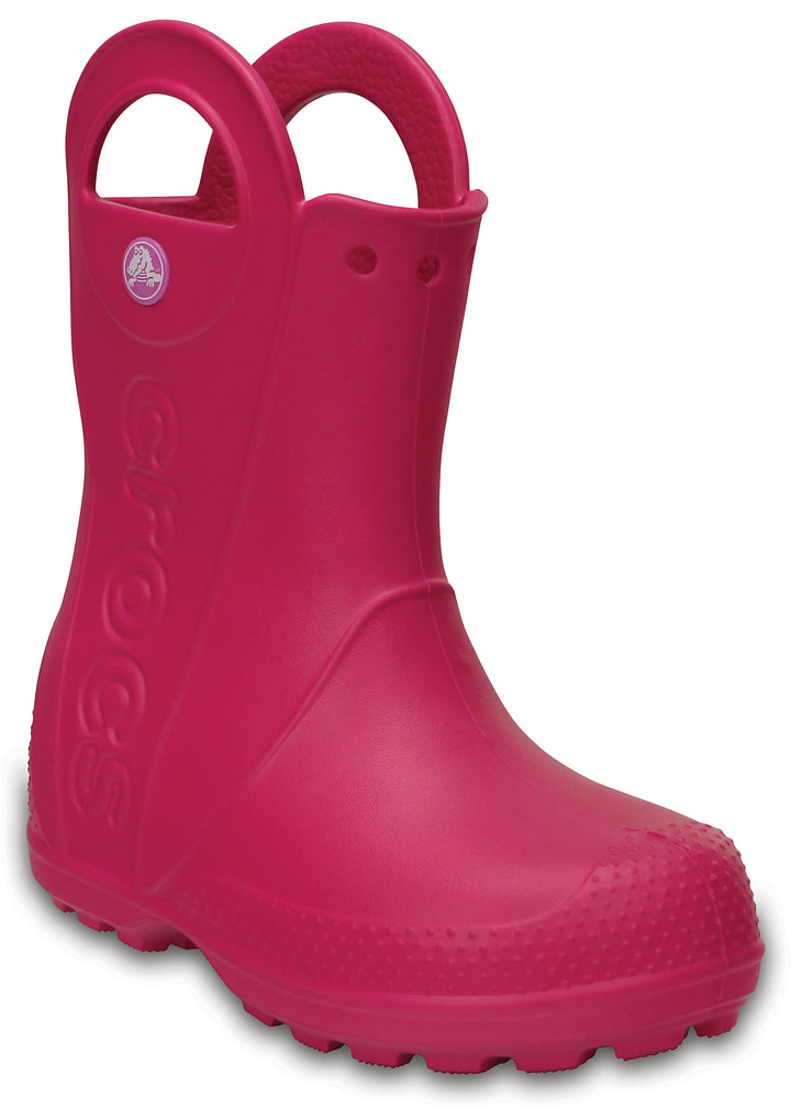 Crocs Kids Handle It Rain Wellington Boots In Candy Pink