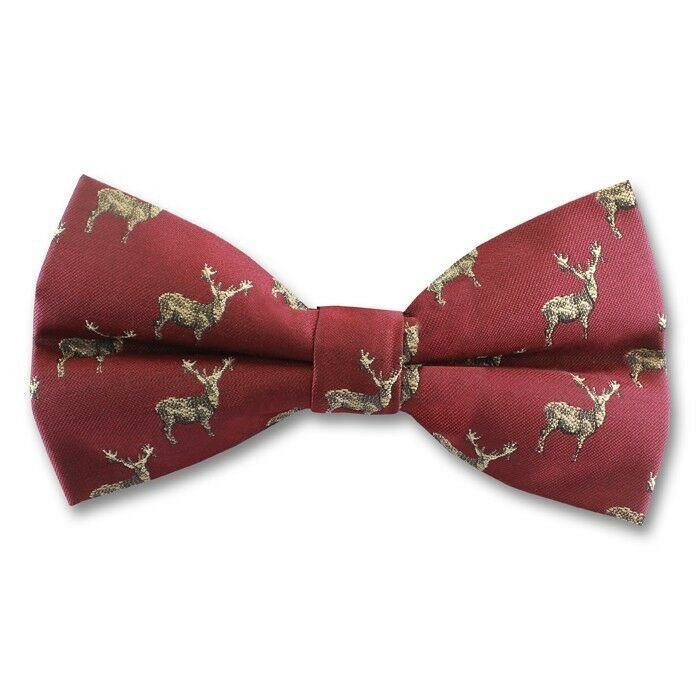 Men's Stag Printed Bow Tie Clip-on With Adjustable Strap