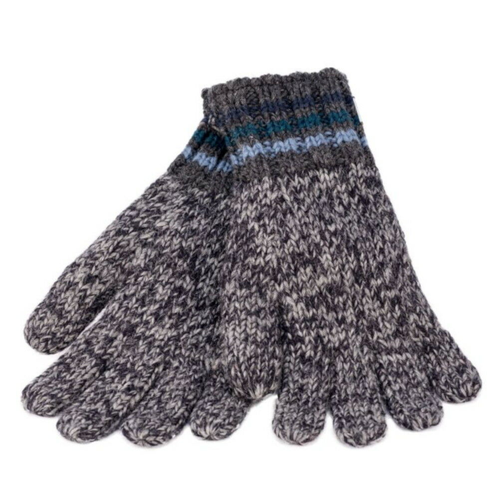 Kusan Grey Rib Gloves With Coloured Stripe Fleece Lined PK1819