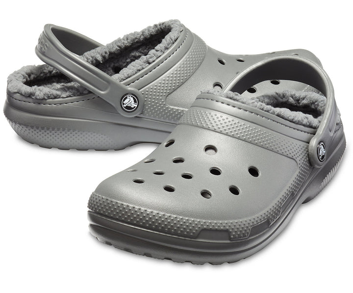 Crocs Adults Unisex Classic Lined Clogs In Slate Grey/Smoke