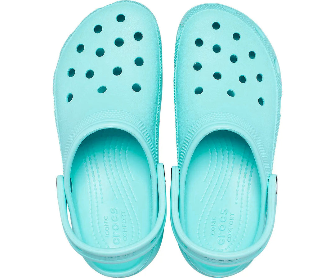 Crocs Womens Classic Platform Lightweight Slip On Clogs Sandals In Pure Water