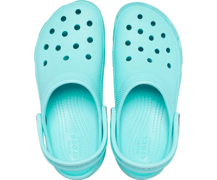 Crocs Womens Classic Platform Lightweight Slip On Clogs Sandals In Pure Water