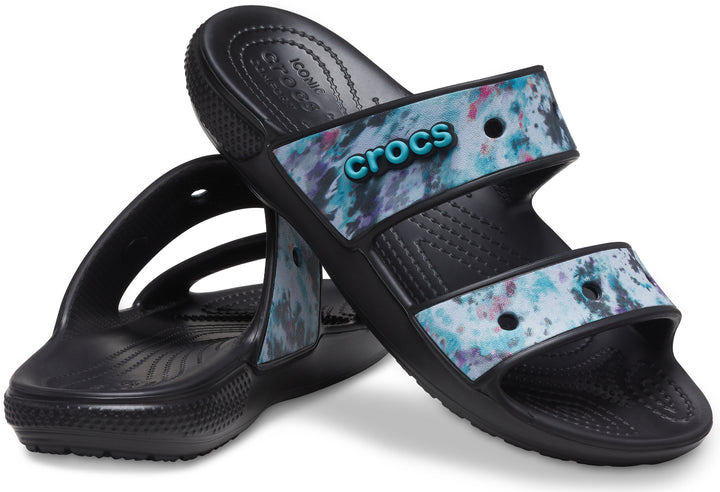 Crocs Womens Classic Sandals In Tie Dye/Black