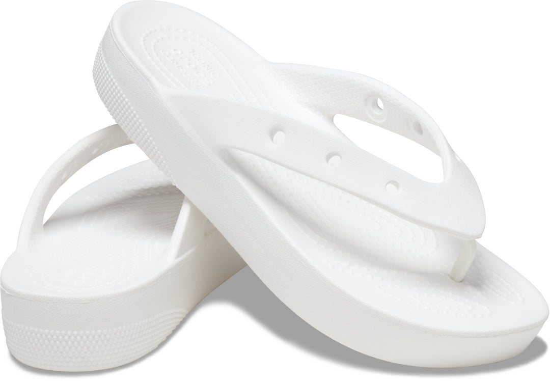 Crocs Womens Classic Platform Slip On Flip Flops In White