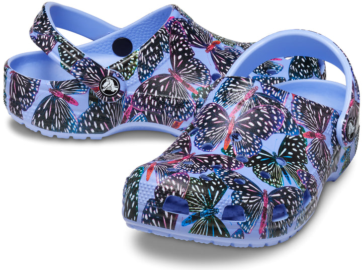 Crocs Adults Unisex Classic Clogs In Moon Jelly/Butterfly