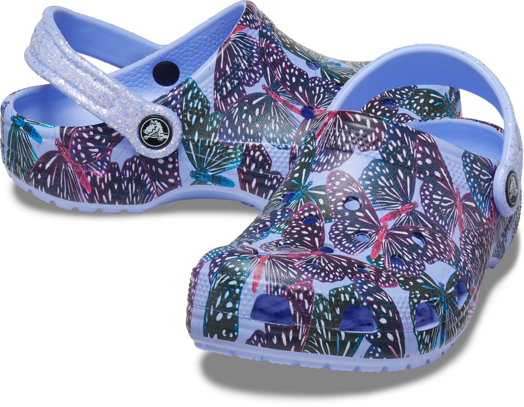 Crocs Kids Classic Clogs In Moon Jelly/Butterfly