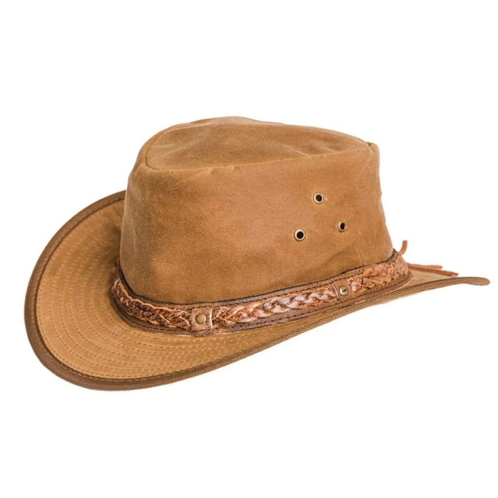Waxed Cotton Fedora Aussie Style Bush Hat in Tan