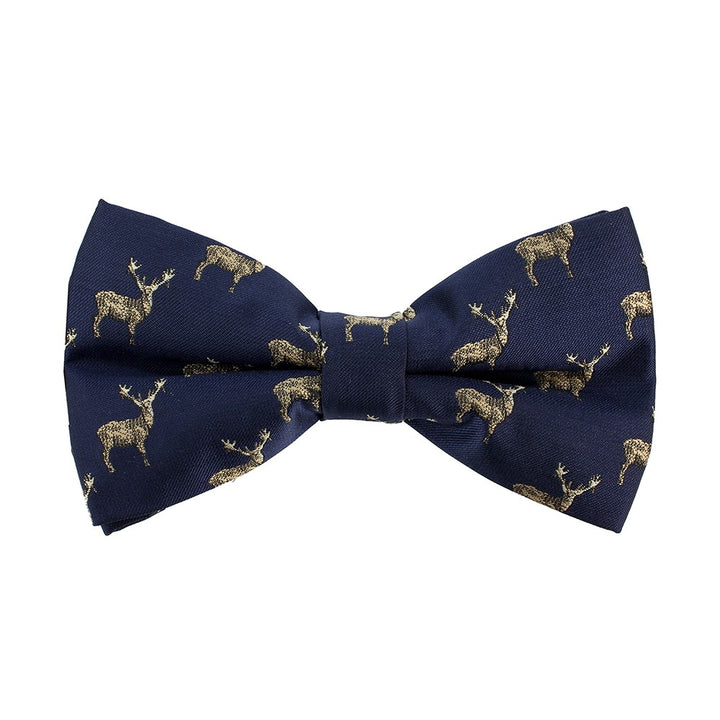Men's Country Scene Stag Printed Bow Tie Clip-on With Adjustable Strap