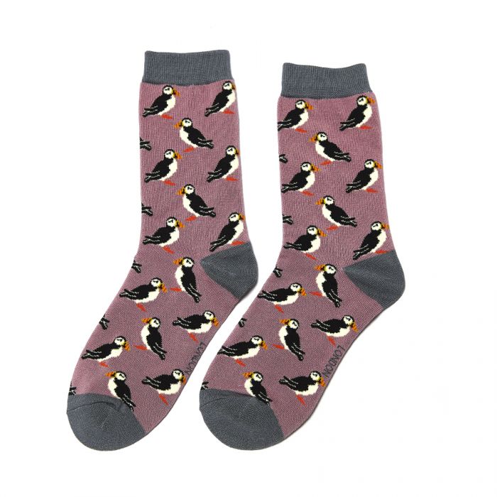 Miss Sparrow Bamboo Socks Puffin (Mauve)