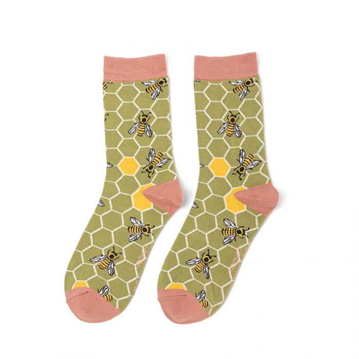 Miss Sparrow Bamboo Socks Bee Hive (Olive)