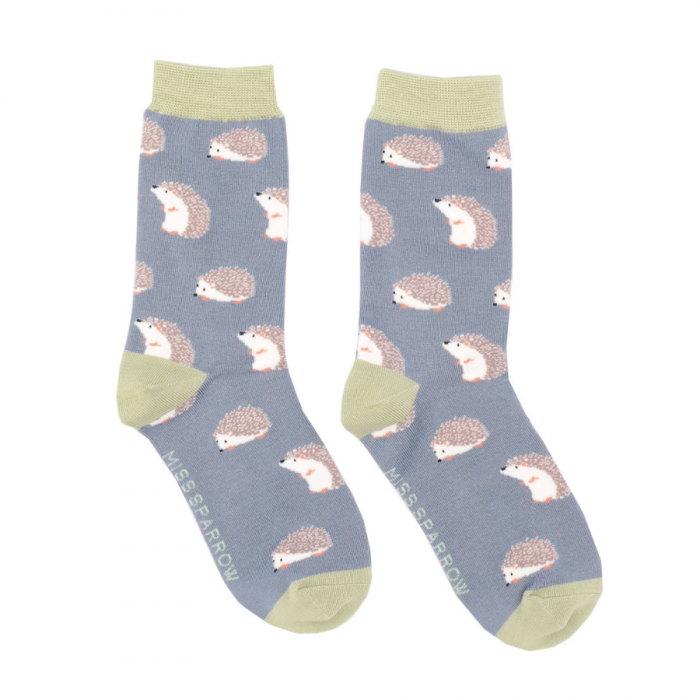 Miss Sparrow Bamboo Hedgehog Socks In Blue