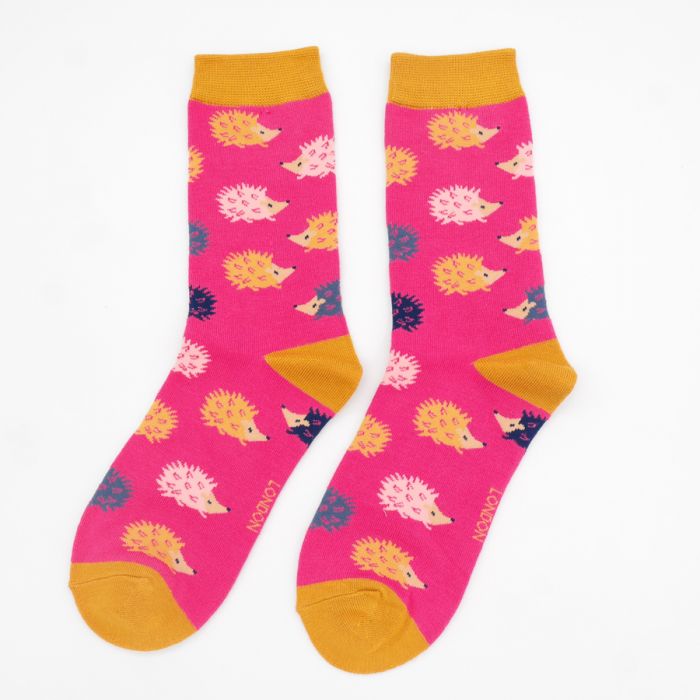 Miss Sparrow Bamboo Hedgehog Socks (Hot Pink)