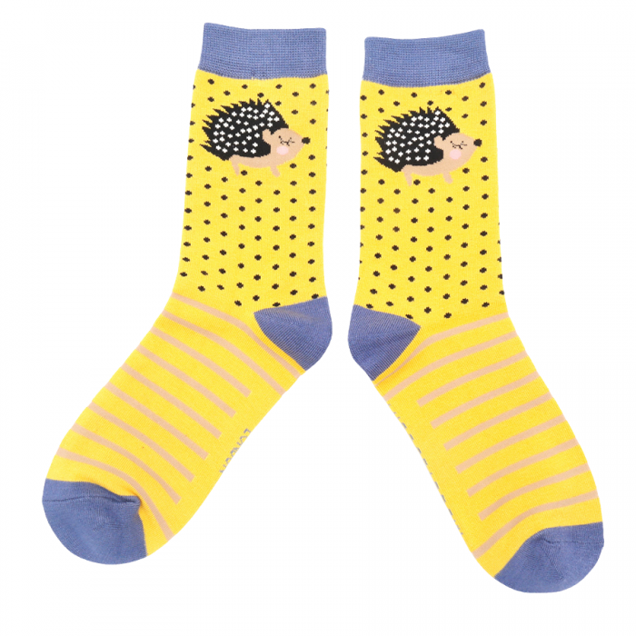 Miss Sparrow Bamboo Socks Little Hedgehogs In Yellow