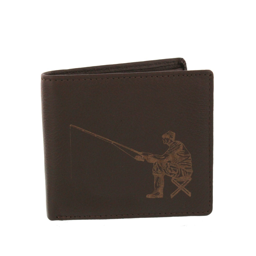 Leather Guild Brown Leather Angler Engraved Wallet