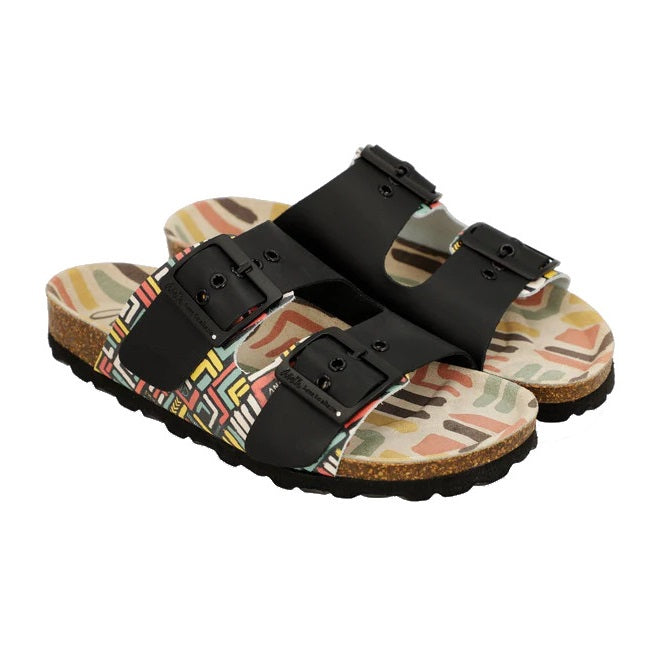 Anekke Kene Black Leather Bio Buckle Sandals