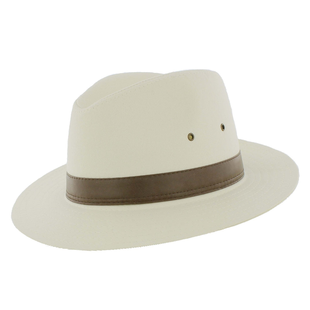 Classic Cotton Fedora Hat With Brown Band
